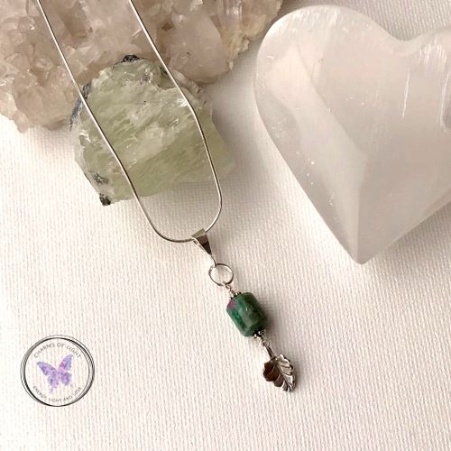 Ruby Fuchsite Silver Leaf Pendant